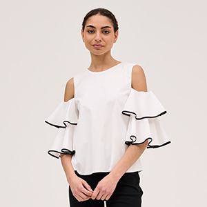 Top in Cotton with Ruffled Sleves